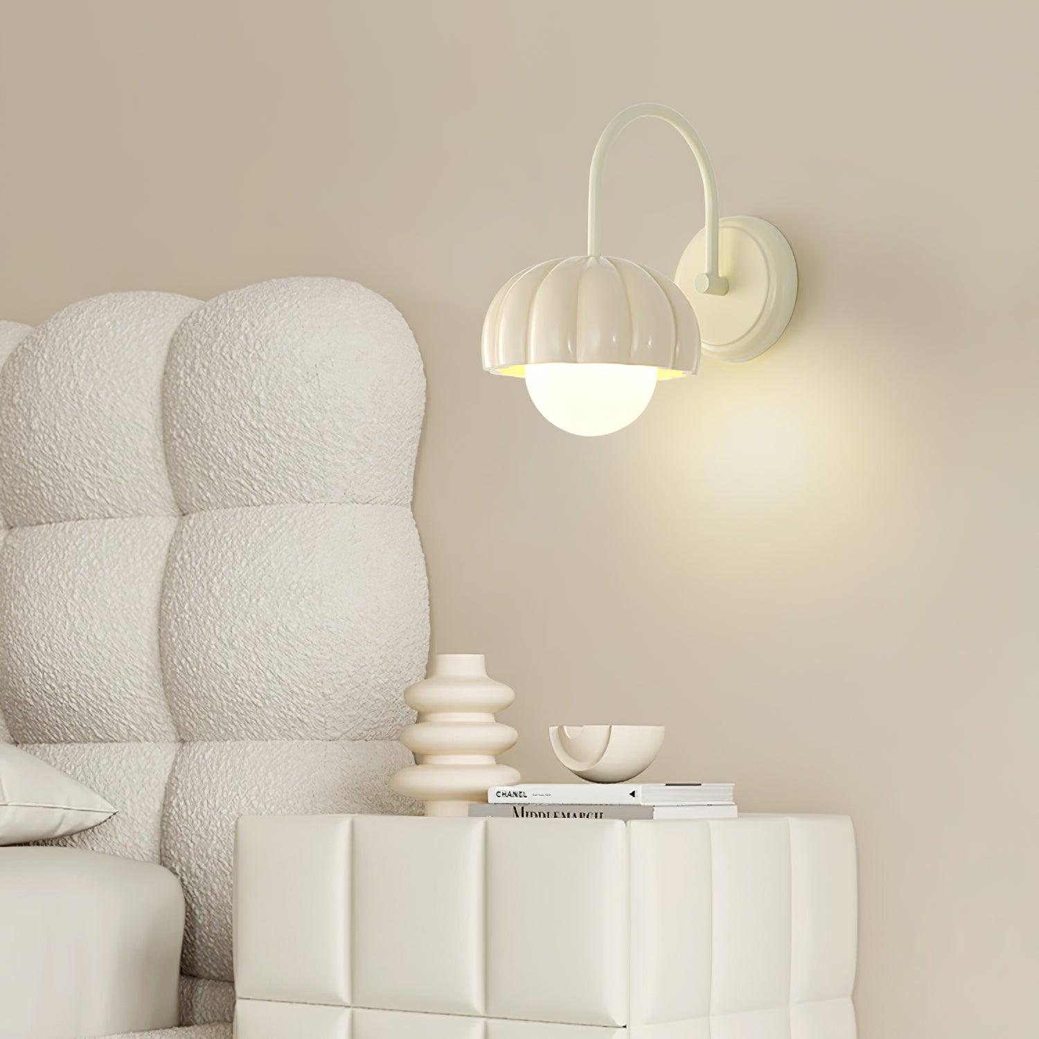 Creamy White Pumpkin Shape Resin Wall Sconce Interior Wall Mounted Light