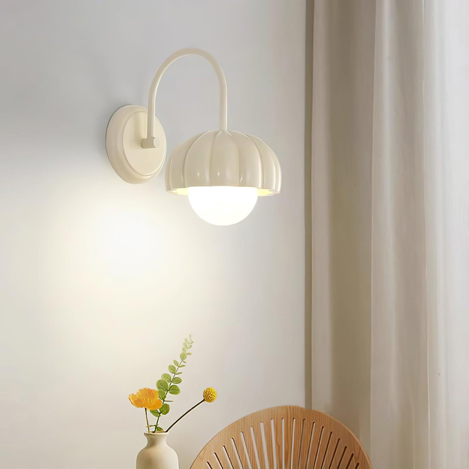 Creamy White Pumpkin Shape Resin Wall Sconce Interior Wall Mounted Light
