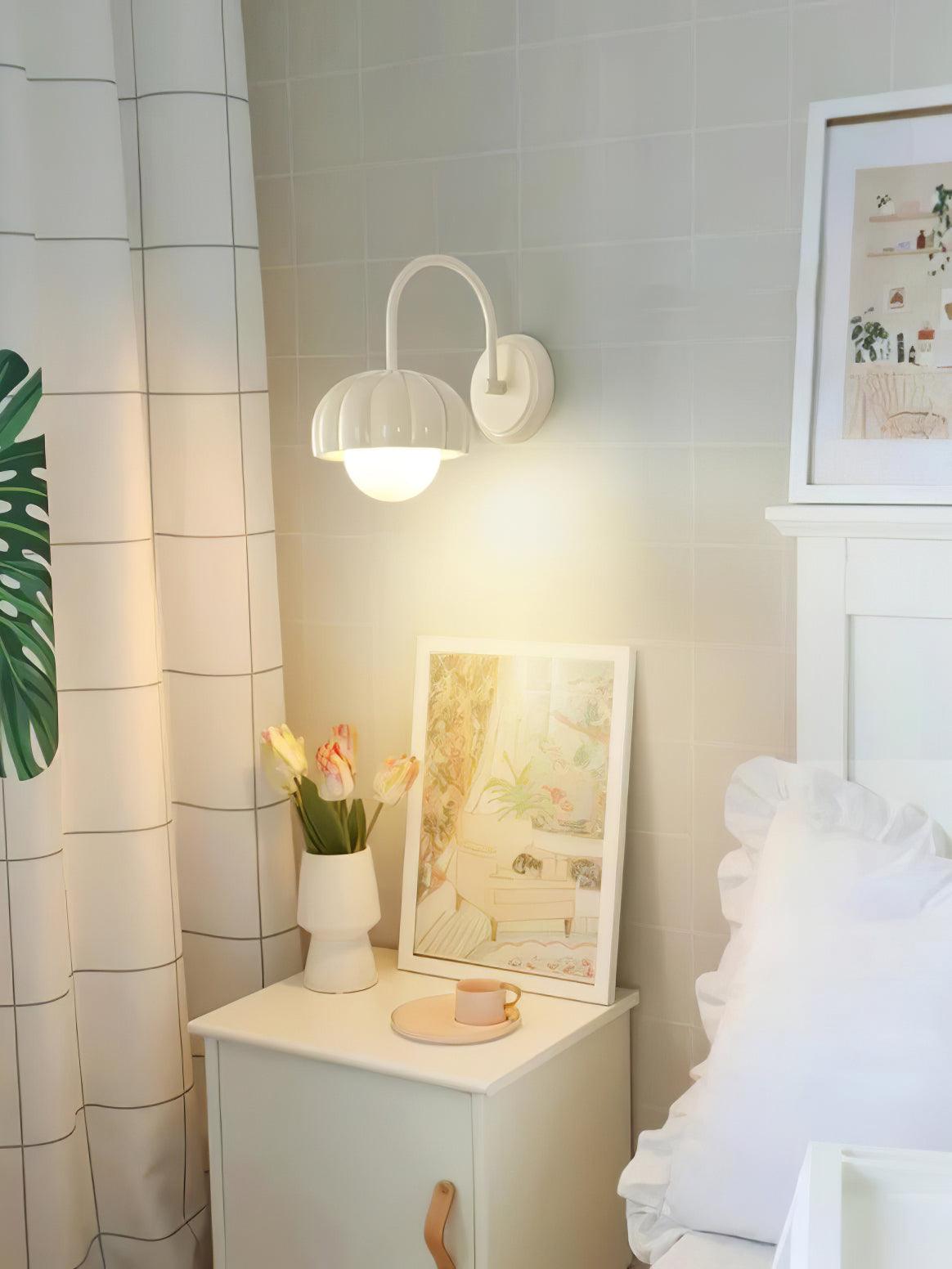 Creamy White Pumpkin Shape Resin Wall Sconce Interior Wall Mounted Light