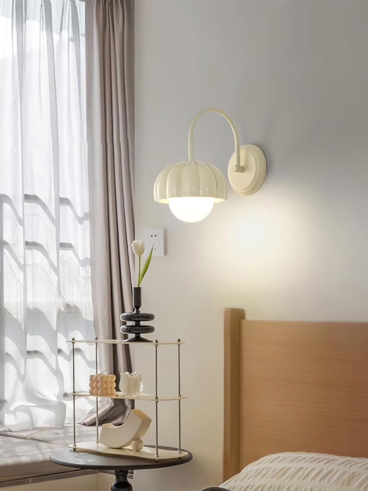 Creamy White Pumpkin Shape Resin Wall Sconce Interior Wall Mounted Light