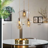Creative 3 Light Glass LED Pendant Light Fixture Retro Kitchen Island Chandelier for Dining Room