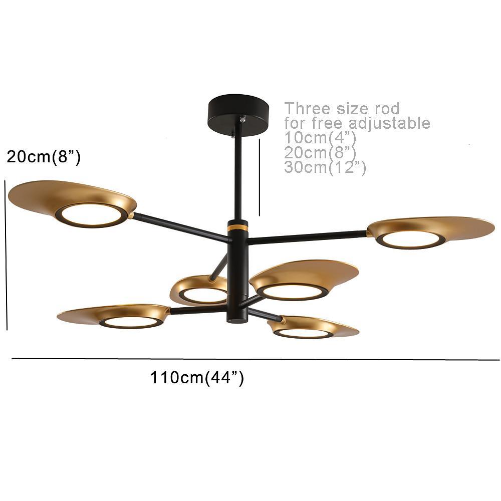 Creative 6 Light Adjustable LED Chandelier Modern Metal Ceiling Light Fixture for Dining Room