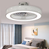 Modern 20 Inch Bladeless Ceiling Fan with Dimmable LED Light Chandelier for Bedroom and Living Room