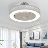 Modern 20 Inch Bladeless Ceiling Fan with Dimmable LED Light Chandelier for Bedroom and Living Room