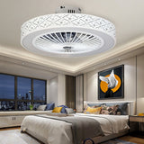 Modern 20 Inch Bladeless Ceiling Fan with Dimmable LED Light Chandelier for Bedroom and Living Room