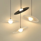Creative Circular LED Hanging Lamp Contemporary Matte Black and White Kitchen Island Lighting