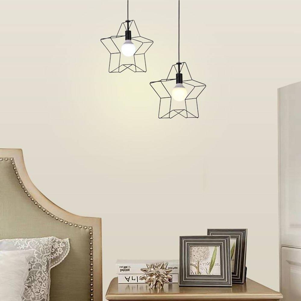 Creative Geometric Star Metal Pendant Light Modern Industrial LED Ceiling Fixture for Home