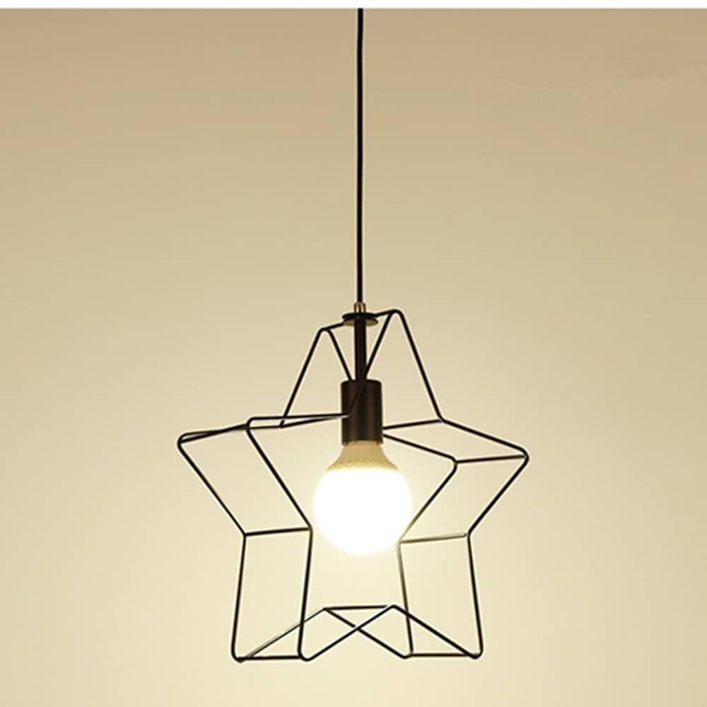 Creative Geometric Star Metal Pendant Light Modern Industrial LED Ceiling Fixture for Home