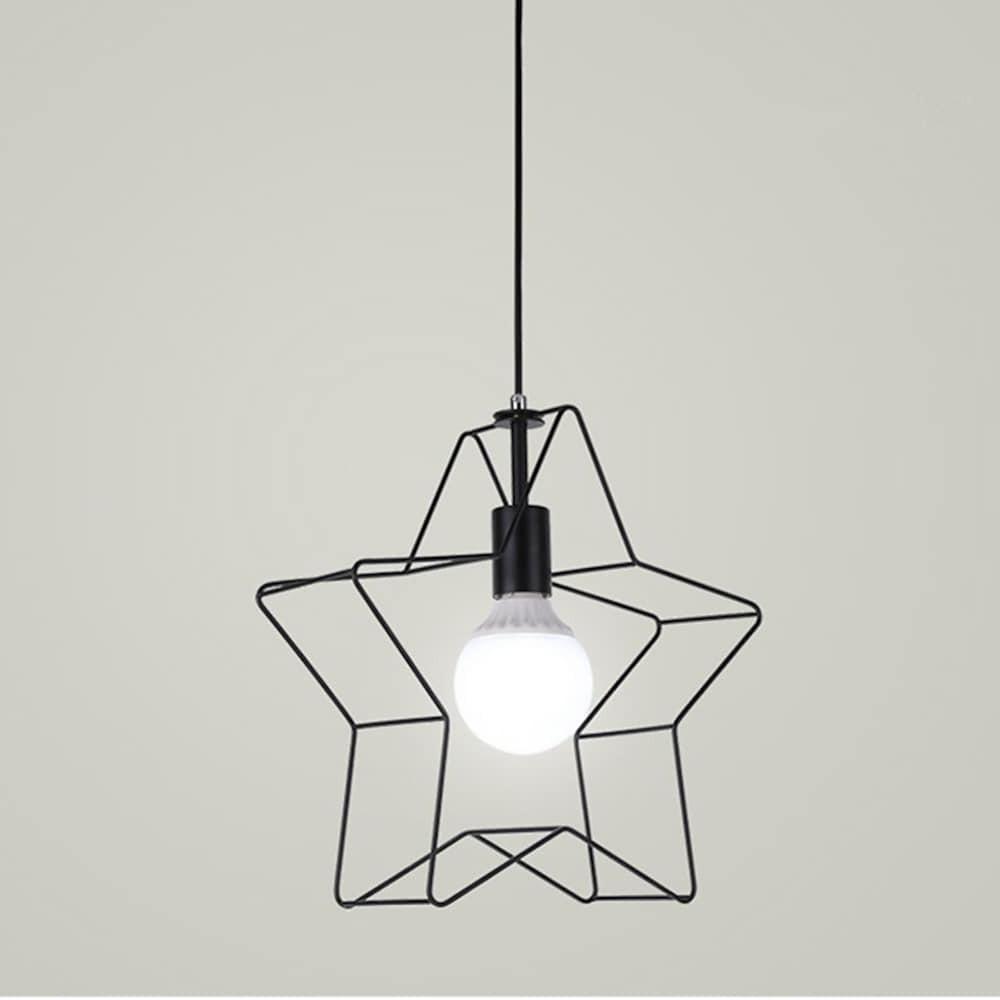Creative Geometric Star Metal Pendant Light Modern Industrial LED Ceiling Fixture for Home