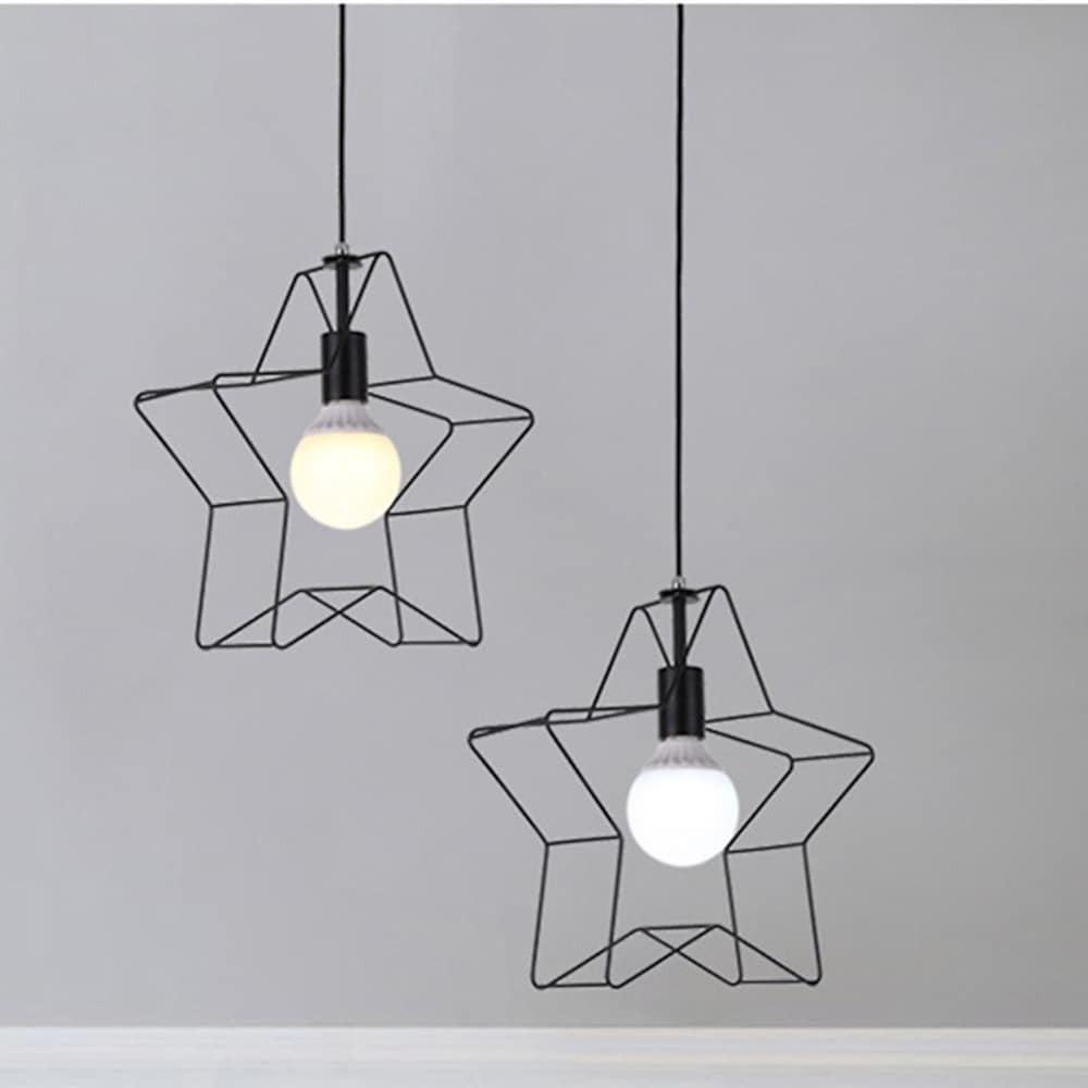 Creative Geometric Star Metal Pendant Light Modern Industrial LED Ceiling Fixture for Home
