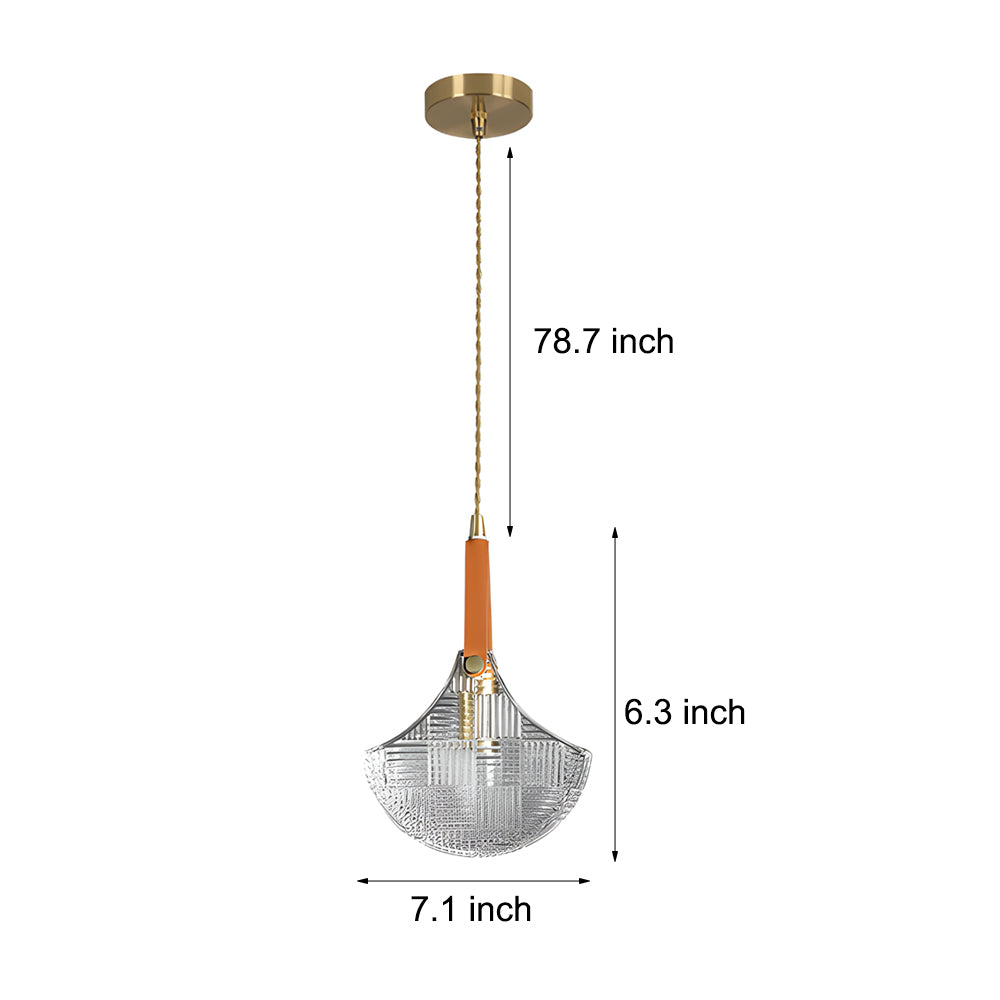 Creative Glass Bag Pendant Light with Leather Handle and Copper Accents Modern Hanging Lamp
