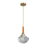Creative Glass Bag Pendant Light with Leather Handle and Copper Accents Modern Hanging Lamp