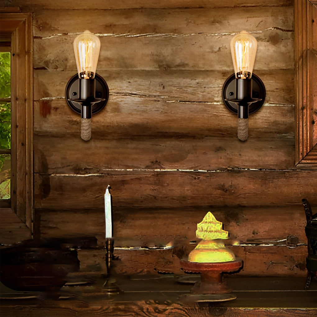Creative Metal Rope Wall Sconce Retro Industrial Interior Light Fixture