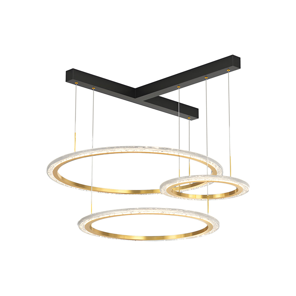 Creative Modern LED Ring Pendant Light with Three Step Dimming and Adjustable Height for Living Room