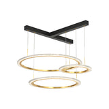 Creative Modern LED Ring Pendant Light with Three Step Dimming and Adjustable Height for Living Room