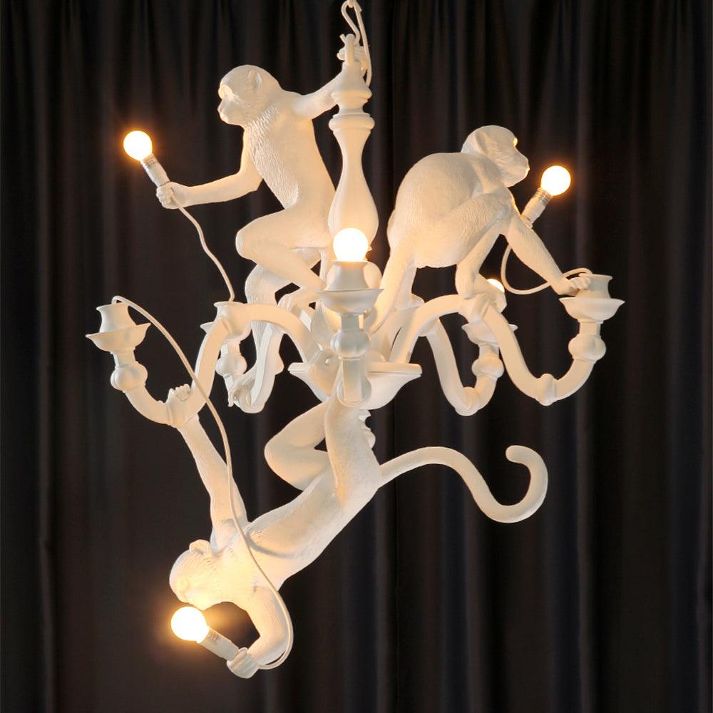 Creative Monkey Resin Pendant Light Modern Animal Themed Chandelier for Playful Interior Decor