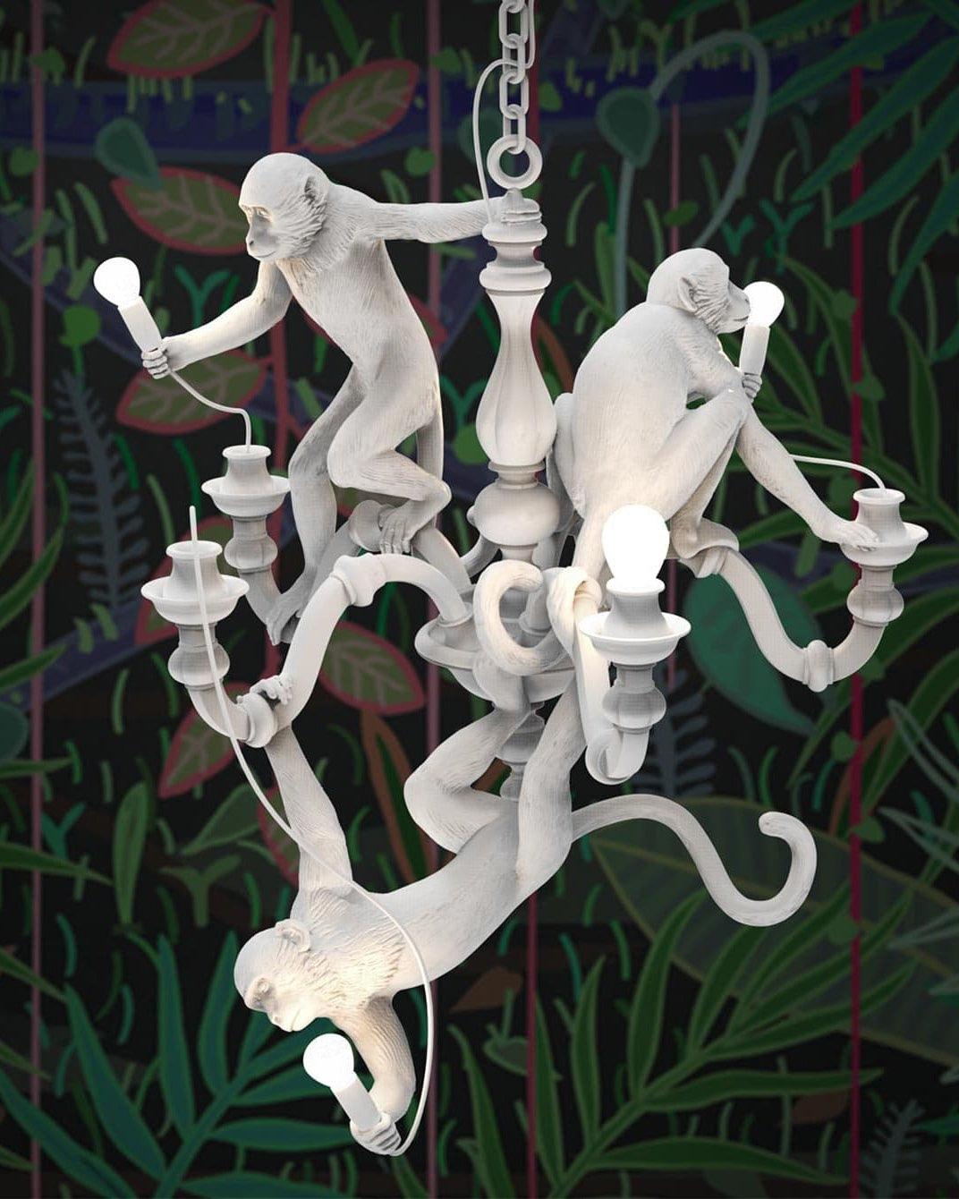 Creative Monkey Resin Pendant Light Modern Animal Themed Chandelier for Playful Interior Decor