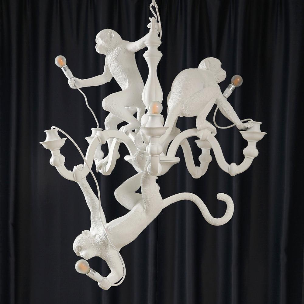 Creative Monkey Resin Pendant Light Modern Animal Themed Chandelier for Playful Interior Decor