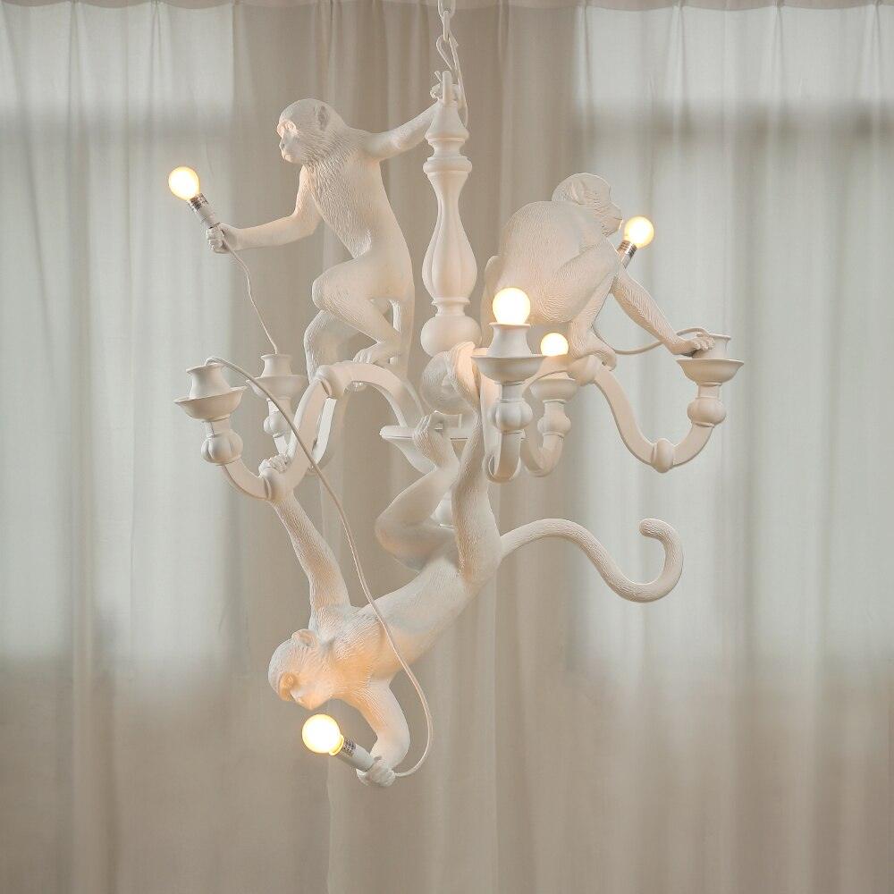 Creative Monkey Resin Pendant Light Modern Animal Themed Chandelier for Playful Interior Decor