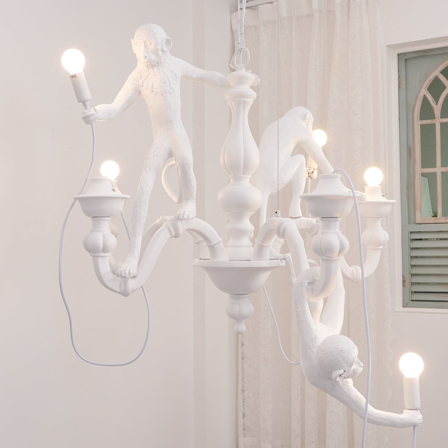 Creative Monkey Resin Pendant Light Modern Animal Themed Chandelier for Playful Interior Decor