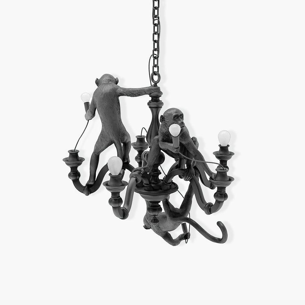 Creative Monkey Resin Pendant Light Modern Animal Themed Chandelier for Playful Interior Decor