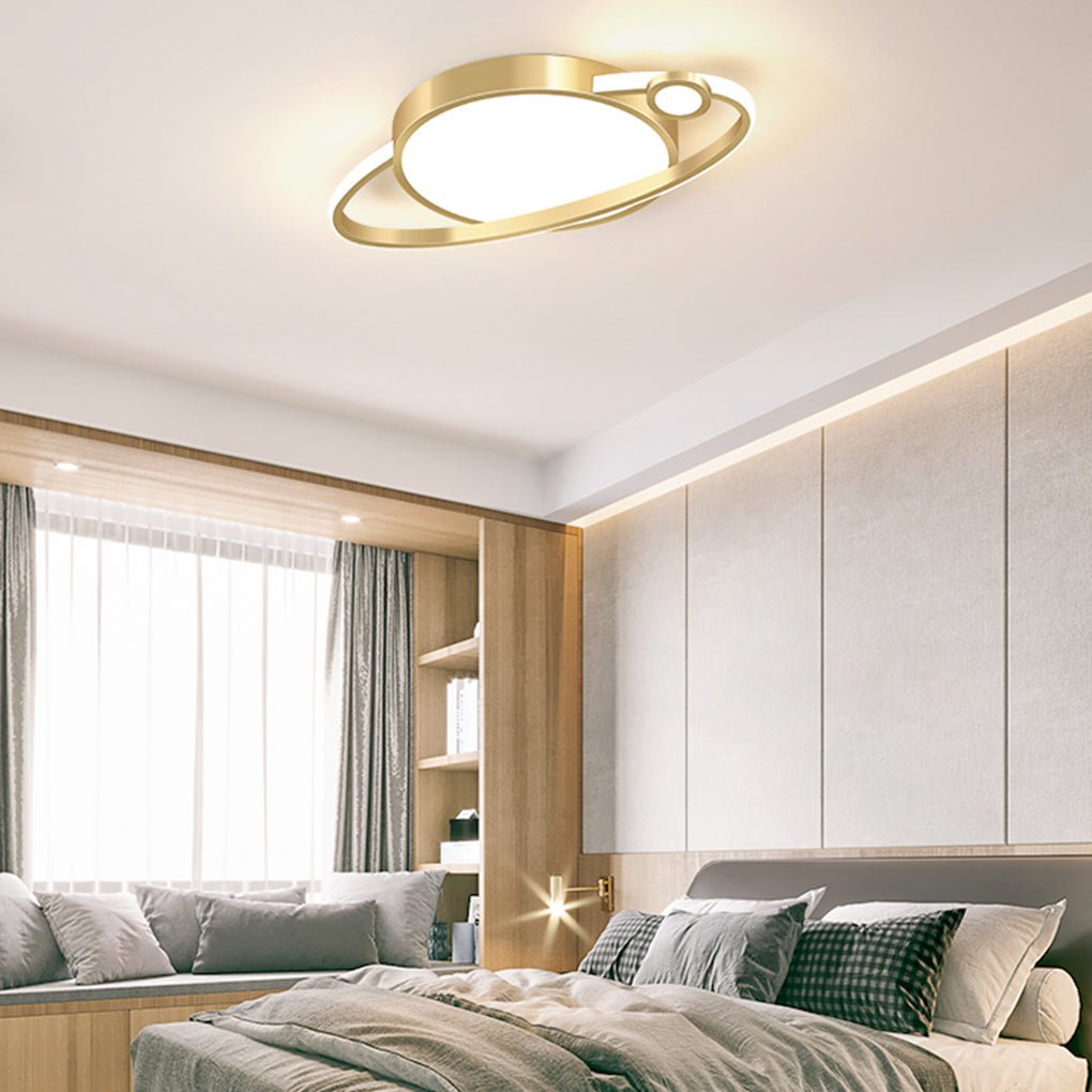 Modern Acrylic LED Ceiling Lamp with Intelligent Dimming and 3 Color Adjustable Remote Control Lighting