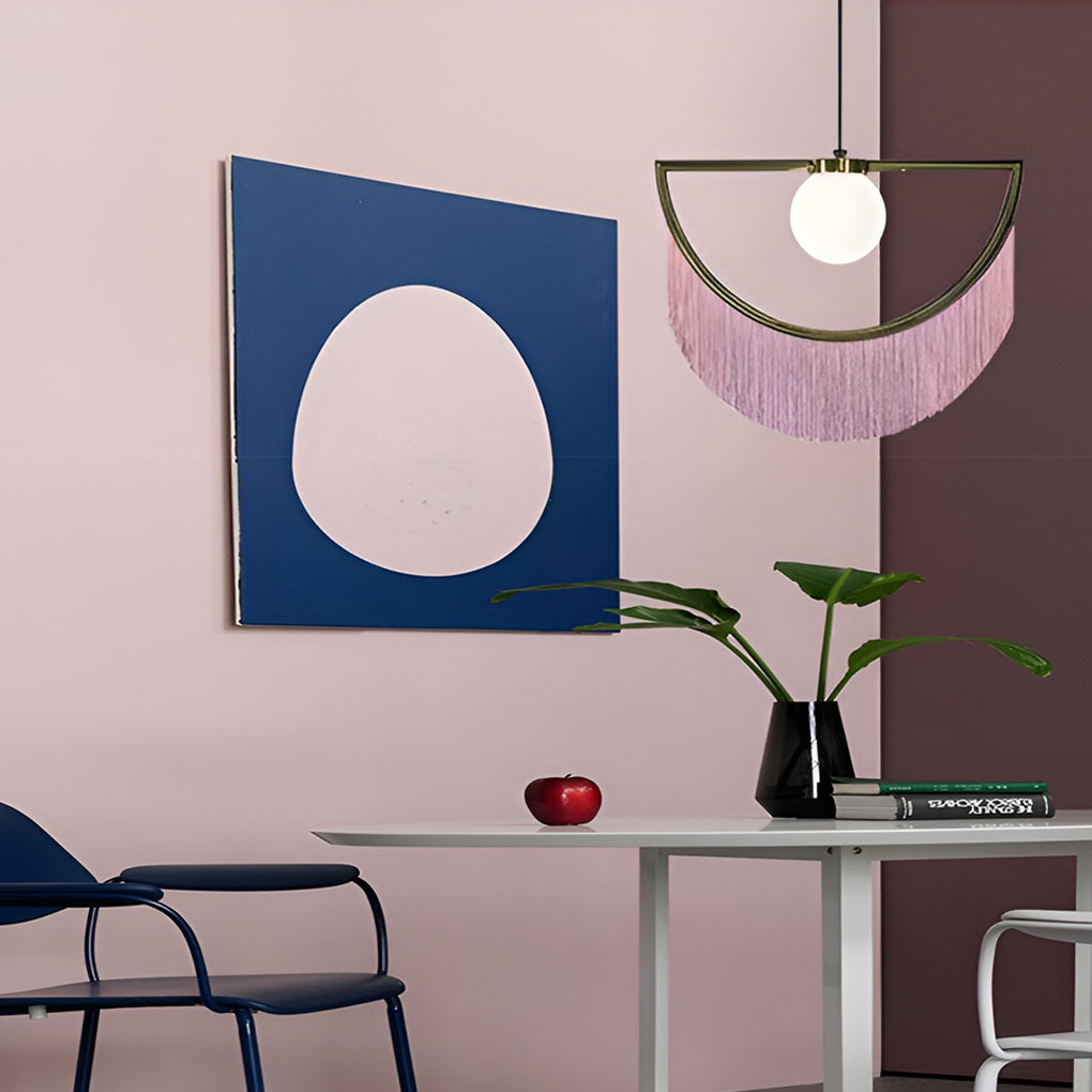 Creative Pink Tassel Chandelier Elegant Nordic LED Pendant Lighting for Modern Bedroom Decor