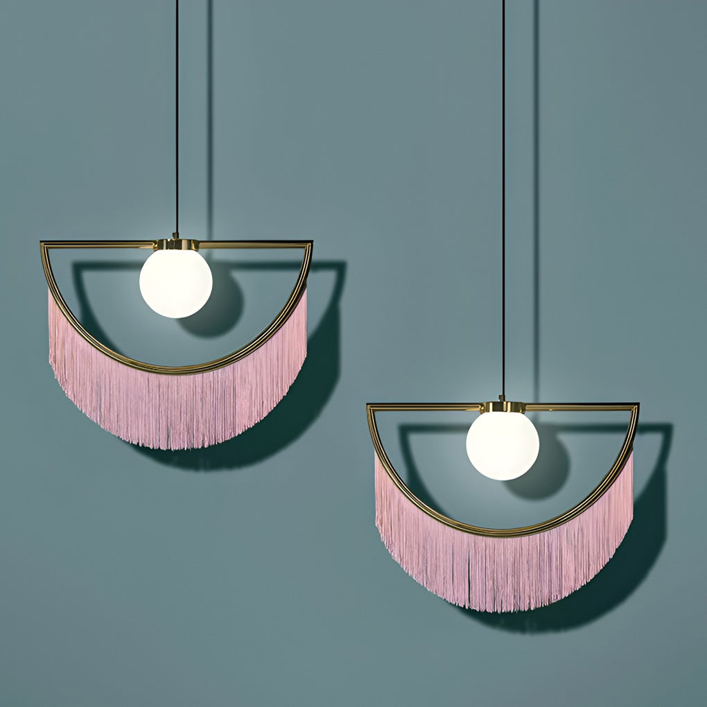 Creative Pink Tassel Chandelier Elegant Nordic LED Pendant Lighting for Modern Bedroom Decor