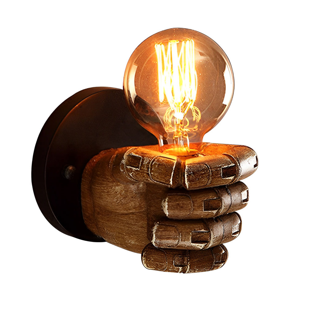 Creative Resin Fist Shaped Wall Sconce Retro Industrial Style Indoor Lighting Fixture