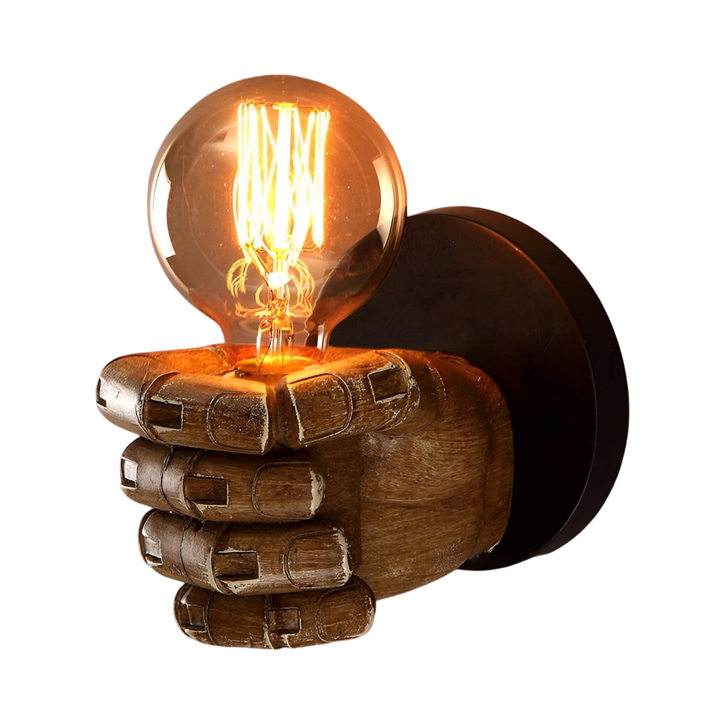 Creative Resin Fist Shaped Wall Sconce Retro Industrial Style Indoor Lighting Fixture