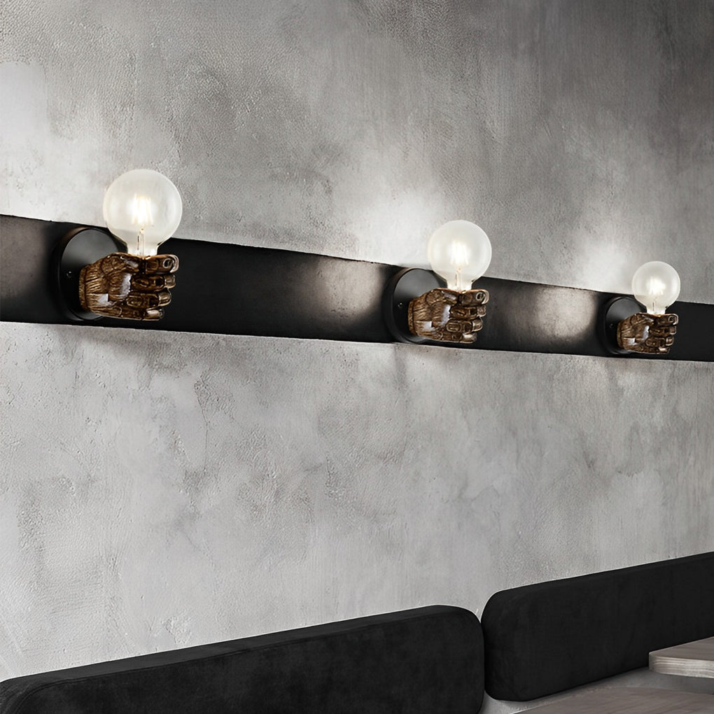 Creative Resin Fist Shaped Wall Sconce Retro Industrial Style Indoor Lighting Fixture
