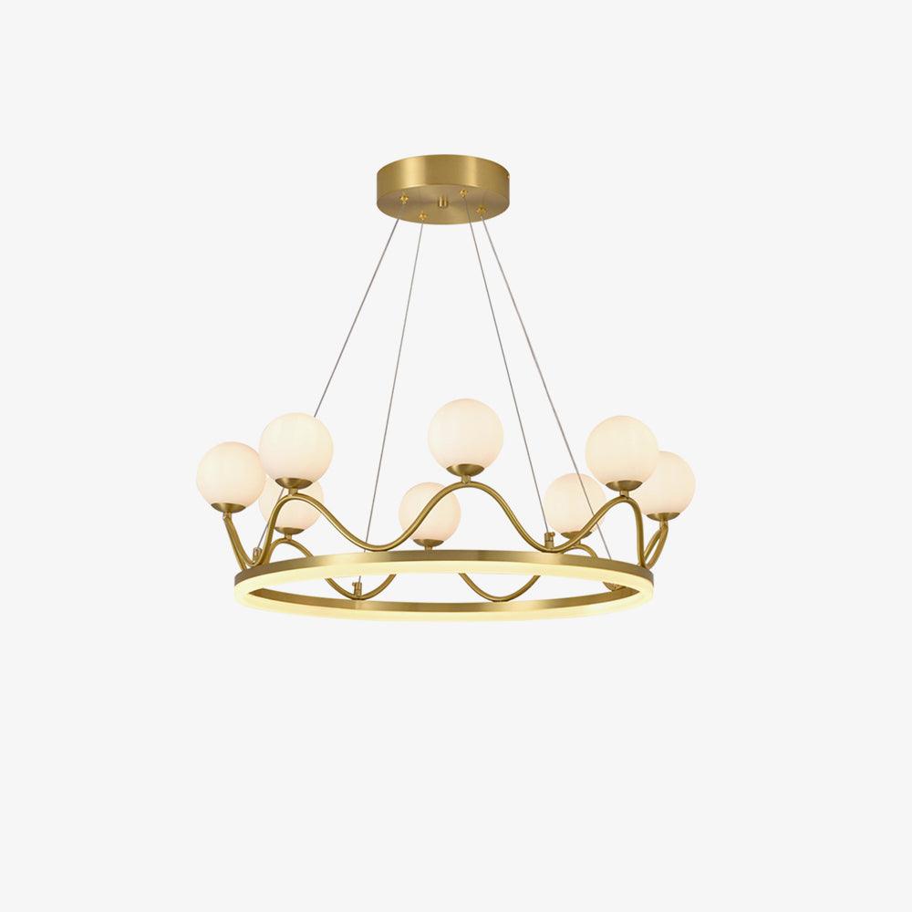 Crown Brass Chandelier with Hand Blown Glass Globes for Luxury Dining Room