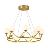 Crown Brass Chandelier with Hand Blown Glass Globes for Luxury Dining Room