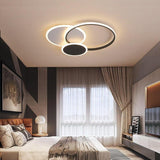 Modern Geometric Triple Circle LED Flush Mount Light for Bedroom