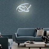 Modern Wave Crystal LED Flush Mount Ceiling Light Stainless Steel Fixture for Dining Room