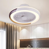 Modern White Flush Mount Bladeless Ceiling Fan with Dimmable LED Light for Low Ceilings