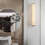 Cuboid Alabaster LED Wall Light Brass Indoor Sconce for Bedroom Living Room