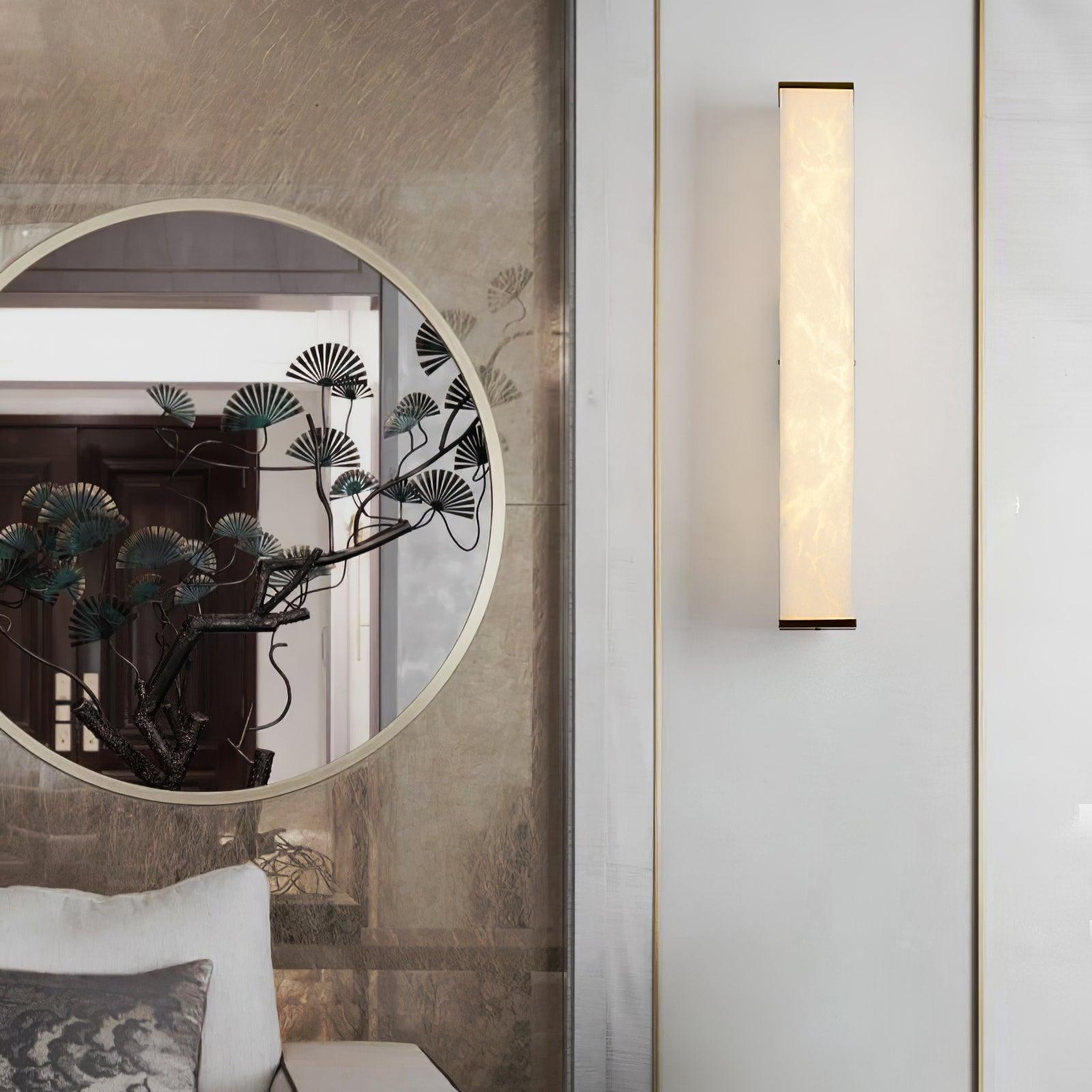 Cuboid Alabaster LED Wall Light Brass Indoor Sconce for Bedroom Living Room
