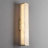 Cuboid Alabaster LED Wall Light Brass Indoor Sconce for Bedroom Living Room