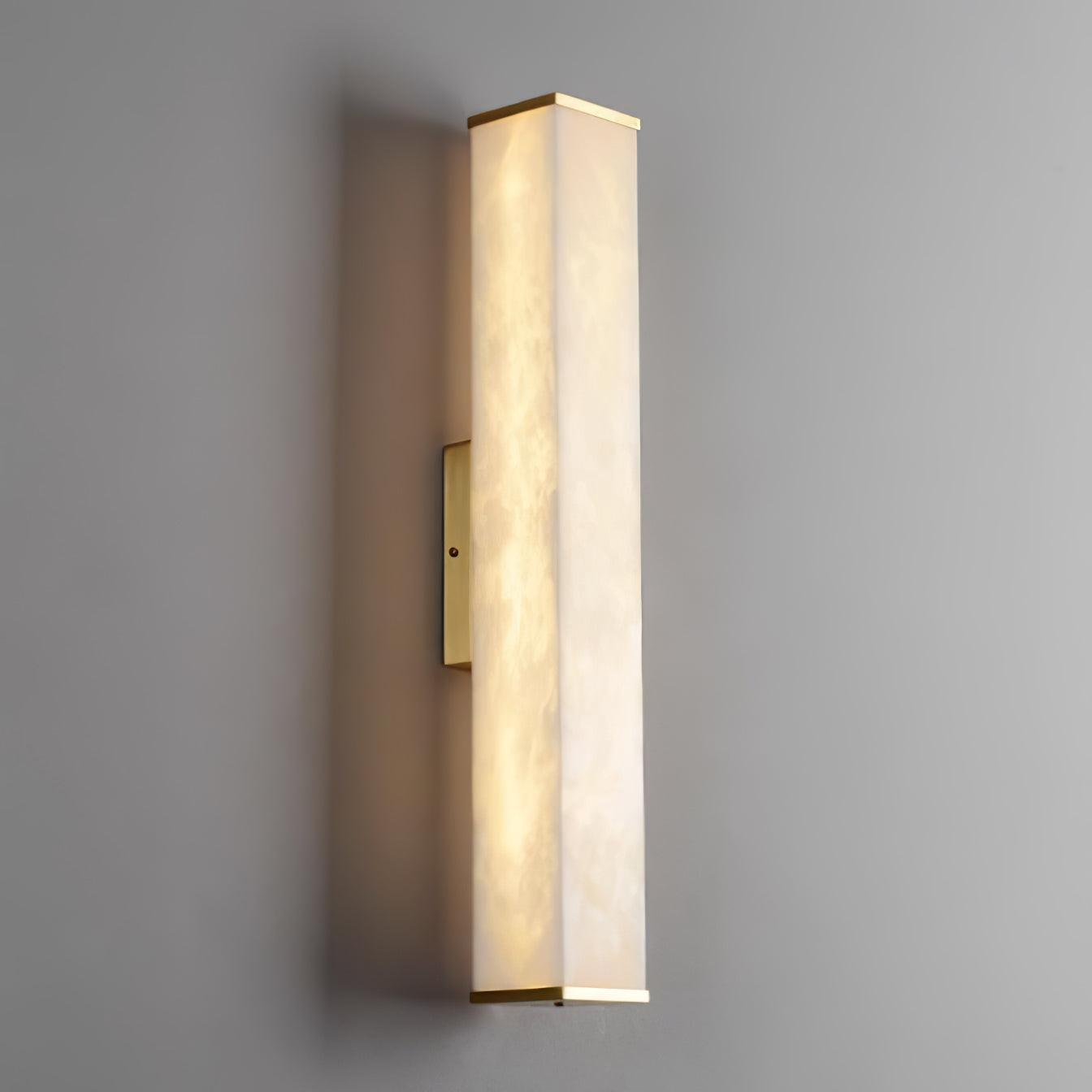 Cuboid Alabaster LED Wall Light Brass Indoor Sconce for Bedroom Living Room