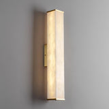 Cuboid Alabaster LED Wall Light Brass Indoor Sconce for Bedroom Living Room