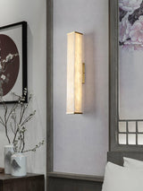 Cuboid Alabaster LED Wall Light Brass Indoor Sconce for Bedroom Living Room