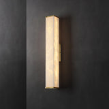Cuboid Alabaster LED Wall Light Brass Indoor Sconce for Bedroom Living Room