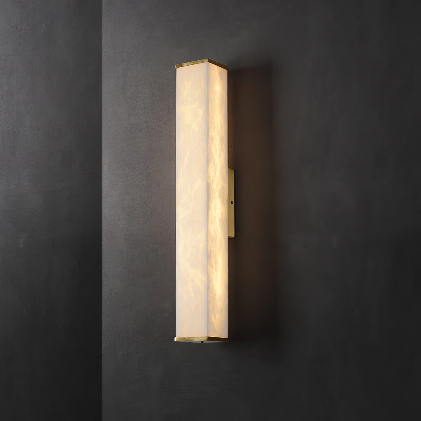Cuboid Alabaster LED Wall Light Brass Indoor Sconce for Bedroom Living Room