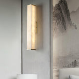 Cuboid Alabaster LED Wall Light Brass Indoor Sconce for Bedroom Living Room