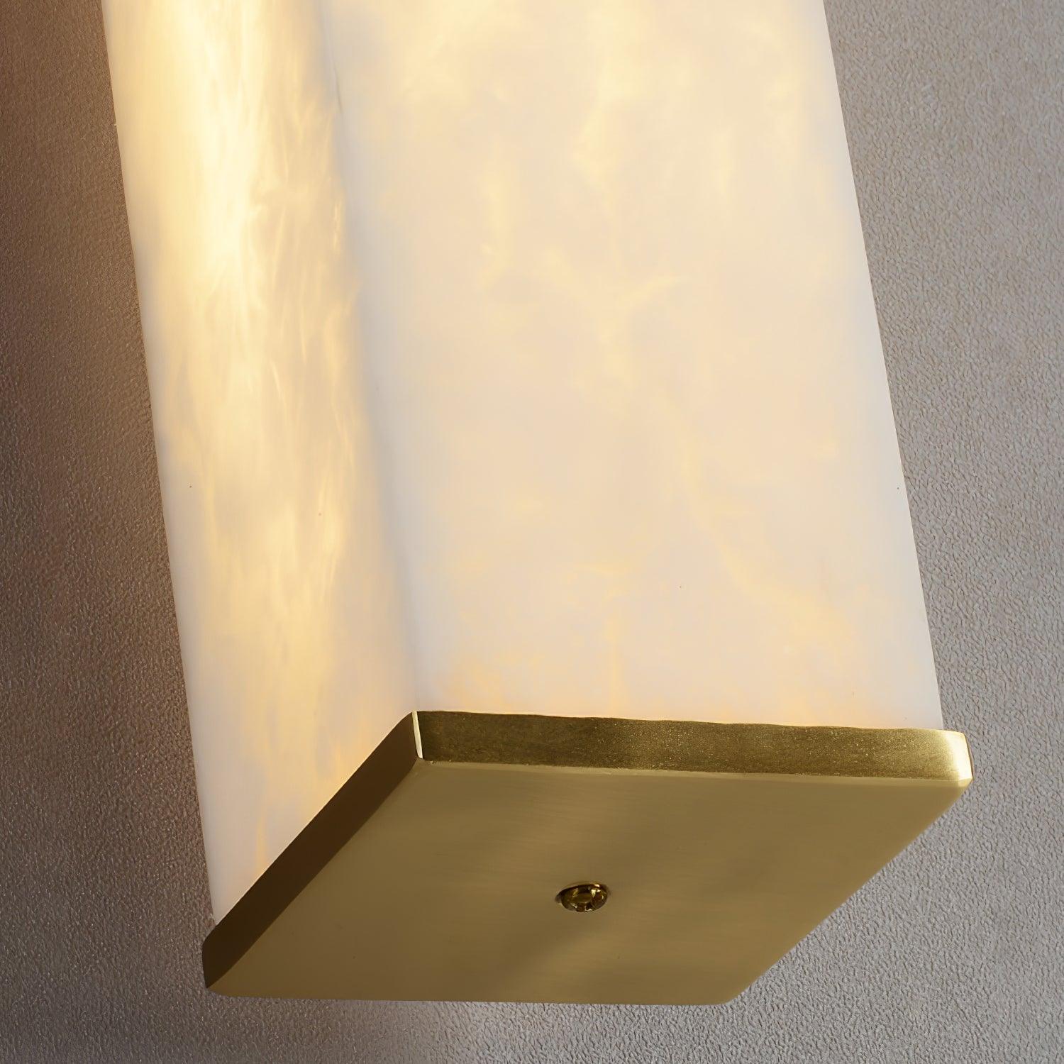 Cuboid Alabaster LED Wall Light Brass Indoor Sconce for Bedroom Living Room