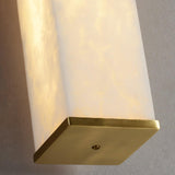 Cuboid Alabaster LED Wall Light Brass Indoor Sconce for Bedroom Living Room