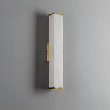 Cuboid Alabaster LED Wall Light Brass Indoor Sconce for Bedroom Living Room