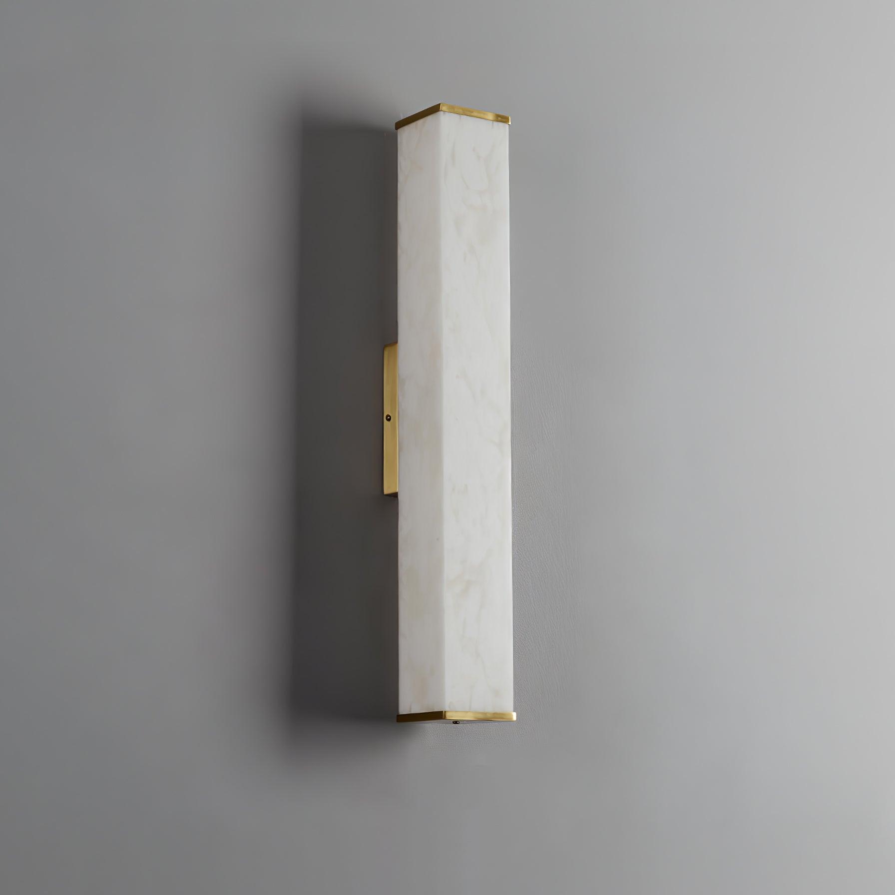 Cuboid Alabaster LED Wall Light Brass Indoor Sconce for Bedroom Living Room