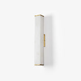 Cuboid Alabaster LED Wall Light Brass Indoor Sconce for Bedroom Living Room